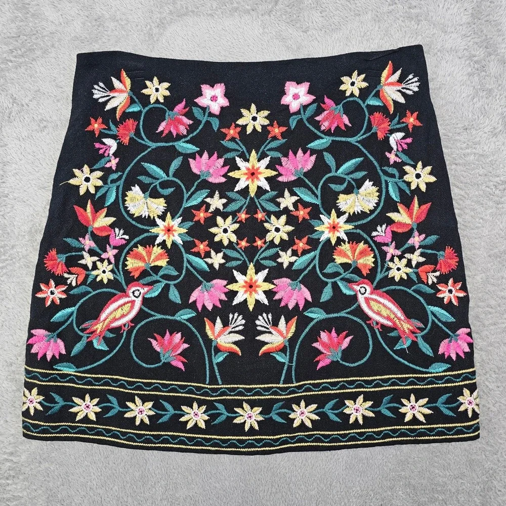 Umgee Embroidered Mini Skirt Small Boho Floral Bird Cottagecore Boho Festival‎